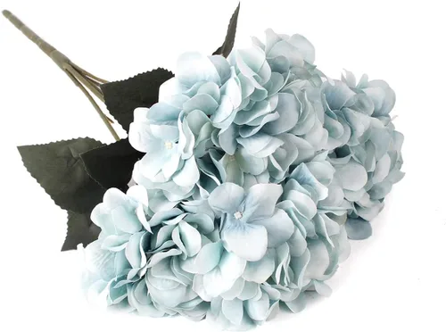 Miniatura 5 de Jim's Cabin Arreglos de hortensias artificiales de seda, 2 ramos con 5 cabezas grandes, ramo de flores falsas para mujeres, dormitorio, boda