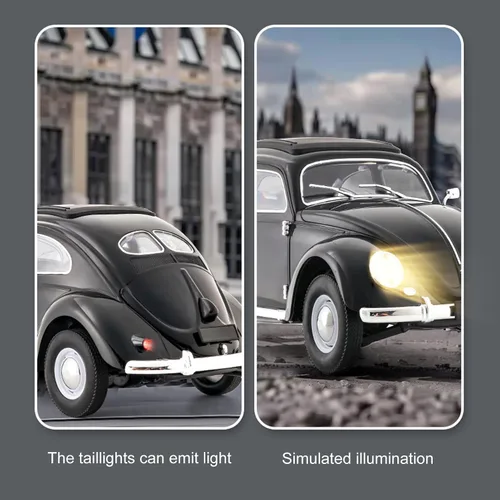 Miniatura 4 de Auto a control remoto, escala 1:16, modelo de escarabajo clásico, auto de juguetes para adultos, 2.4 GHz 4 canales RC con tracción trasera con luces