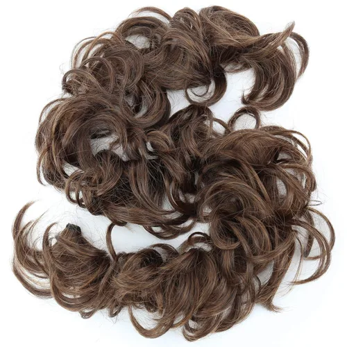 Miniatura 10 de CAISHA Postizo de Cabello, Envoltura de Cabello, Fibras Sintéticas Resistente al Calor, Rizado Desordenado, Recogido, Negro HW6
