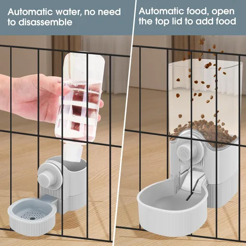 Miniatura 5 de Yummy Sam Jaula colgante dispensador automático de botellas de agua para mascotas pequeñas, alimentador automático desmontable de gravedad de 1.2 L