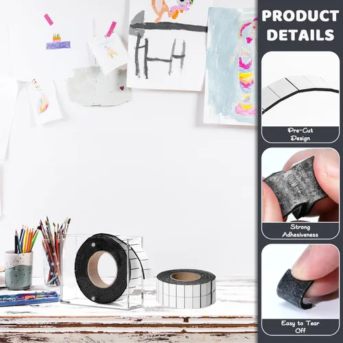 Miniatura 3 de 168 PCS Cintas de Espuma para Manualidades de Doble Cara Precortadas 3/4 X 1/2 Pulgadas Cuadrados de Espuma Adhesiva 3D Puntos Autoadhesivos Negros