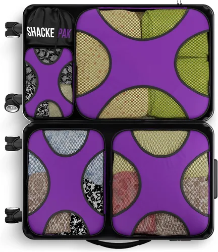Miniatura 2 de Shacke Pak - Organizadores de viaje con bolsa para ropa sucia, juego de 4 cubos para empacar, Orquídea, púrpura), SHPK4Purp