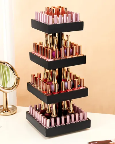 Miniatura 8 de Homde Organizador de esmalte de uñas para 86-123 botellas, soporte giratorio de 360 grados para esmalte de uñas, estante de almacenamiento para Negro