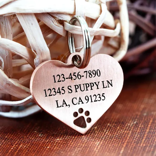 Miniatura 3 de Ultra Joys Placas de Identificación para Perros Personalizadas para Mascotas - Placa de ID Personalizada con Pata Hueca - Placa Grabada para Perros