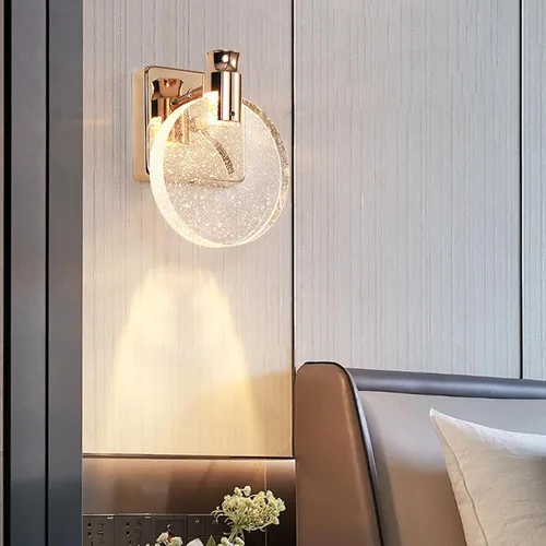 Miniatura 7 de Aomesinc Aplique de pared LED de cristal estilo nórdico, luces creativas simples para sala de estar, dormitorio, mesita de noche, tocador, baño