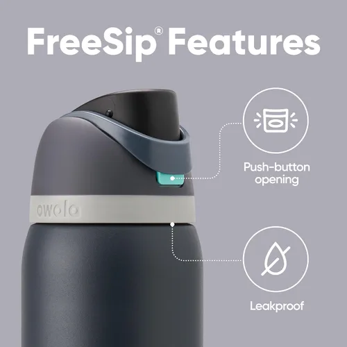 Miniatura 3 de Owala FreeSip - Botella de agua aislada de acero inoxidable con popote para deportes, viajes y escuela, botella de agua deportiva sin BPA, 32 onzas