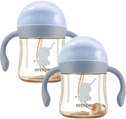 Miniatura 15 de Joypony Vasos para sorber para niños pequeños de 1 a 3 años, vaso con popote con peso a prueba de derrames con asa para bebés de 6 meses en Rosa/1