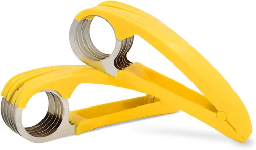 FireKylin Cortador de plátano, ABS + acero inoxidable para ensaladas de frutas y verduras, herramientas de cocina para plátano, fresa, uva (2 piezas)