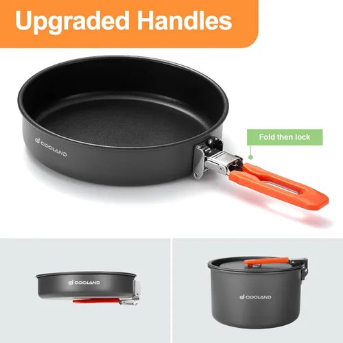 Miniatura 2 de Odoland Kit de utensilios de cocina para camping, sartén y hervidor de agua de 1.1 L, juego de utensilios de cocina portátiles con bolsa de malla