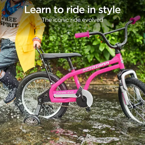 Miniatura 3 de Schwinn Krate EVO - Bicicleta infantil para niños y niñas de 3 a 5 años, ruedas de 16 pulgadas, suspensión delantera, neumático trasero Slik, altura