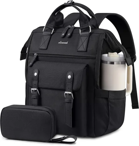 Miniatura 13 de LOVEVOOK - Mochila para laptop de mujer, bolsa de trabajo, viaje, computadora, mochila para maestra o enfermera, bolsa para libros, beige verde