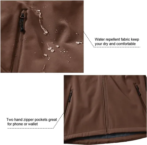 Miniatura 4 de Gopune Chaqueta Ligera de Carcasa Suave para Hombre con Forro Polar Impermeable con Capucha para Senderismo Chaqueta de Invierno
