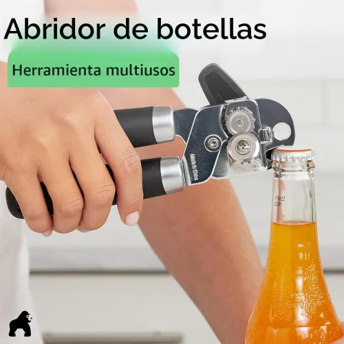 Miniatura 7 de Abridor de latas manual de acero inoxidable resistente de borde suave GORILLA GRIP, mango suave y cómodo, perilla giratoria grande de mano, Negro