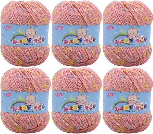 Miniatura 19 de Paquete de 6 hilos de ganchillo de algodón colorido para tejer suéter súper suave para mantas de bebé y ropa, sombrero, bufanda, 10.58 oz