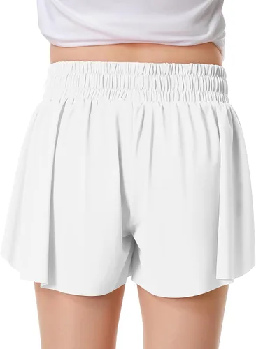 Miniatura 2 de Paquete de 2 pantalones cortos de mariposa para niños y niñas, pantalones cortos holgados con bolsillo 2 en 1, pantalones cortos deportivos