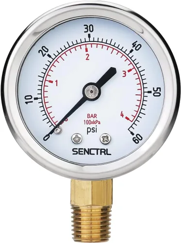 Miniatura 21 de SENCTRL Medidor de presión de 200 psi, tamaño de dial de 2 pulgadas, montaje trasero 1/4 NPT, impermeable, caja de acero inoxidable, para filtro