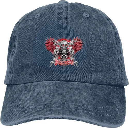 Miniatura 9 de Cowboy Hat Trendy Hats for Man and Women Djustable Four Season Outdoor Baseball Cap of Hell Skull with Angel Navy Blue