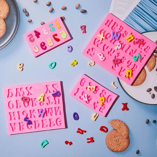 Miniatura 5 de Patelai 4 moldes de silicona para letras de chocolate, moldes de números de letras para el día de San Valentín, antiadherentes, fáciles de liberar 0