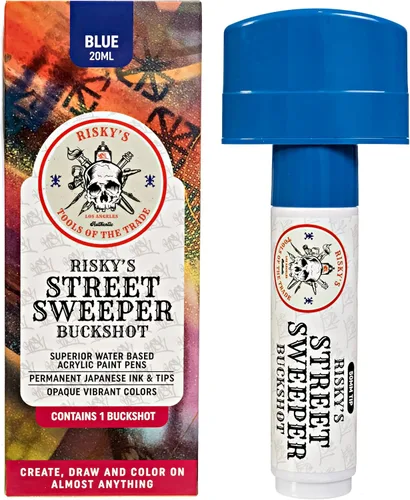 Miniatura 4 de Risky's Tools of the Trade Street Sweeper - Bolígrafo de pintura acrílica de 1.969 in para graffiti y bellas artes, (azul)