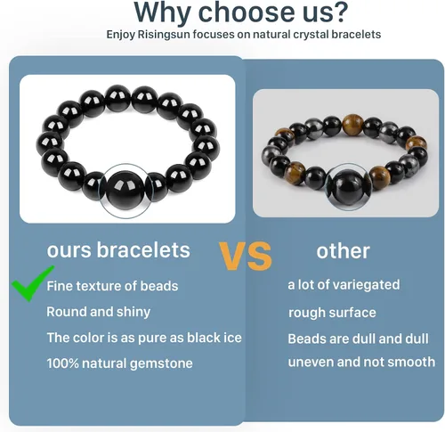 Miniatura 4 de Pulsera de protección, pulsera de obsidiana negra natural para hombres y mujeres, antiansiedad, trae buena suerte y felicidad, pulseras de cristal