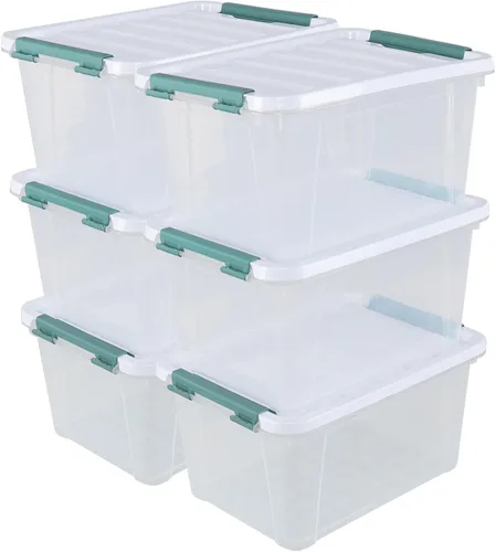 Miniatura 8 de Paquete de 8 contenedores organizadores transparentes de 14 cuartos de galón con tapa, caja de plástico con cierre con asas