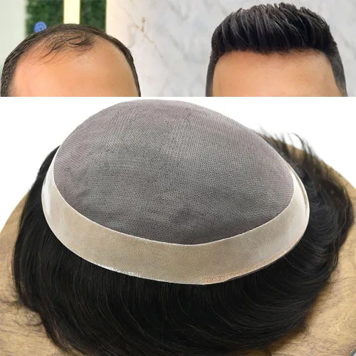 Miniatura 67 de Toupee cabello humano fino mono revestimiento de poliéster alrededor de la postizo duradero NPU monofilamento sistema de reemplazo de cabello