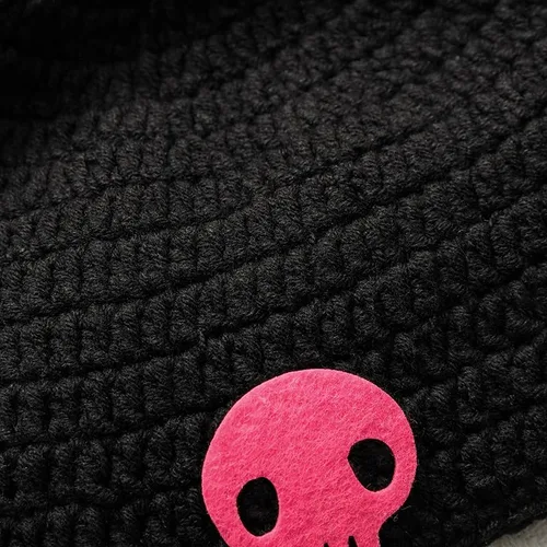 Miniatura 3 de Crochet Kurom Beanie Knit Bunny Hat con orejas Y2k Skull Caps para disfraz de Halloween Cosplay