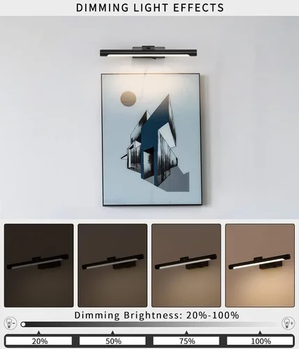 Miniatura 3 de Joosenhouse Luz de imagen funciona con pilas, luces inalámbricas de 16.53 pulgadas para pared, regulable y apagado con temporizador, brazo oscilante
