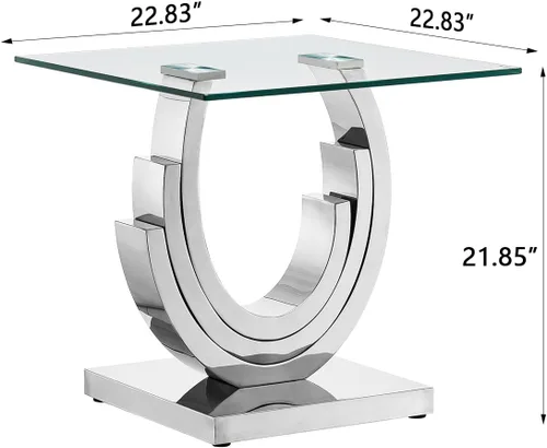 Miniatura 71 de Mesa de centro de cristal de lujo, mesa de centro de sofá de 47 pulgadas con marco de acero inoxidable dorado y parte superior de vidrio negro, mesa