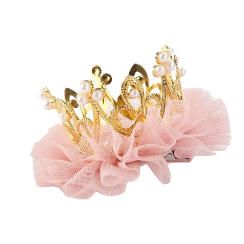 Nishine Pinzas de pelo con corona para bebé, Tiara de princesa para niñas, Clips de pelo de tul y malla para regalo para niños, 1 unidad (paquete de