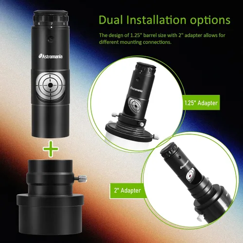 Miniatura 5 de Astromania Colimador láser para telescopios newtonianos dobsonianos, alineación de telescopios de 1.25 pulgadas, 7 niveles brillantes con adaptador