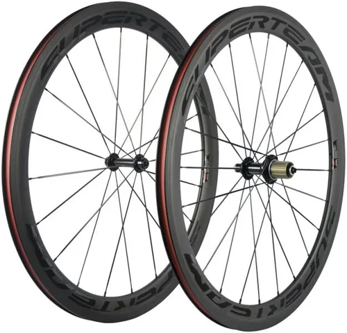 Miniatura 8 de Superteam - Juego de ruedas para bicicleta de ruta fibra de carbono, 700 C, 50mm ancho 23 terminado mate