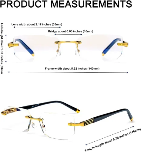 Miniatura 6 de HIGHLIKE Rimless Reading Glasses, Spring Hinge Readers, Diamond Cut Edge Design Blue Light Glasses
