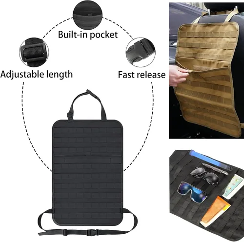 Miniatura 7 de Paquete de 7 organizadores tácticos para respaldo de asiento, organizador de camión con 6 bolsas desmontables, universal para automóvil, camión