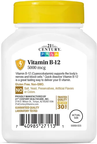 Miniatura 9 de 21st Century B-12 5000 mcg, 110 tabletas sublinguales con sabor a cereza, 110