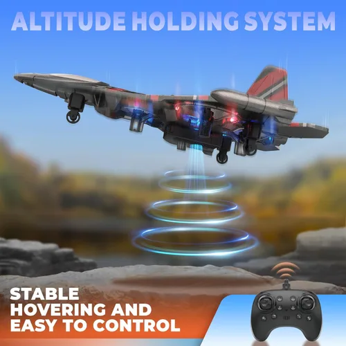Miniatura 3 de Avión RC BEZGAR Drones de 2.4GHZ para niños, avión de control remoto, helicóptero RC, juguete de avión de combate con voltereta de 360° y luces