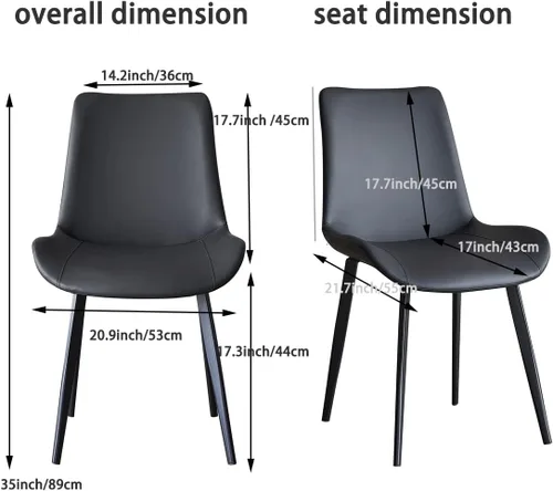 Miniatura 3 de seonyou Juego de 4 sillas de comedor de piel sintética negra para cocina, comedor, cómoda silla moderna de mediados de siglo con patas de metal
