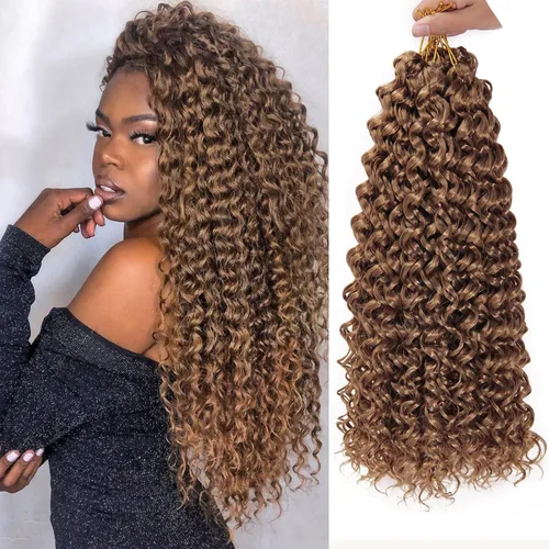 Miniatura 21 de QRHSUKA - Mechones rizados con ganchillo GoGo, cabello ondulado con ganchillo de agua para mujeres, sintético gris, trenzado bohemio, trenza de onda