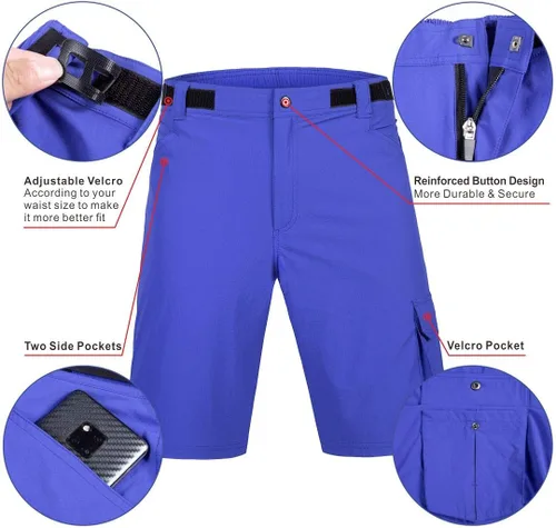 Miniatura 3 de Pantalones cortos de ciclismo de montaña para hombre, con relleno, pantalones cortos holgados para ciclismo, ciclismo, ciclismo, ajuste holgado