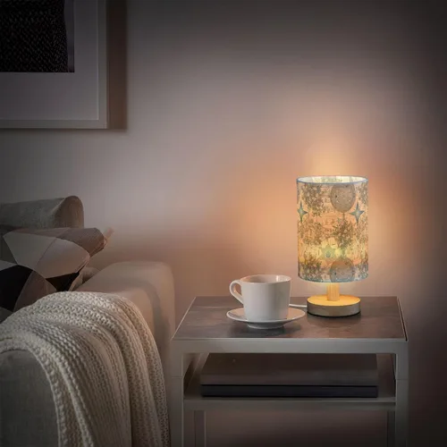 Miniatura 6 de Retro Old Books Pattern Stars Green Leaves Kids Table Lamp Night Lights for Adults for Farm Table Lamps for Kids Unique juego de lamparas de mesa