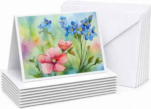 Miniatura 75 de Caroline's Treasures DAC1709GCA7P - Tarjetas de felicitación y sobres de arándanos de Texas en acuarela, paquete de 8 tarjetas en blanco con sobres