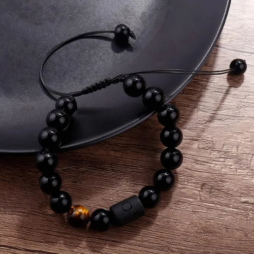 Miniatura 49 de SUMMER LOVE Father's Day Gifts Zodiac Bracelet for Men Women 10mm Natural Black Onyx Stone Star Sign Constellation Beaded Protection Bracelet