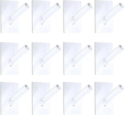 Miniatura 8 de Jetec 12 ganchos acrílicos para colgar en la pared, perchero, bata, organizador individual, gancho de pared transparente adhesivo decorativo
