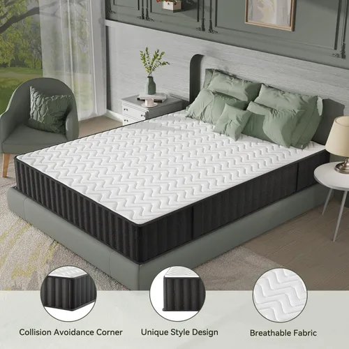 Miniatura 7 de Colchón de espuma viscoelástica tamaño King de 10 pulgadas, colchón refrescante con infusión de carbón en una caja, firmeza media para aliviar