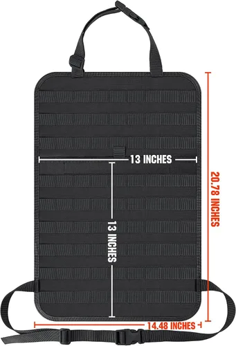 Miniatura 3 de Organizador de respaldo de asiento de automóvil, panel táctico Molle a prueba de hundimiento, protector de asiento de vehículo de nailon