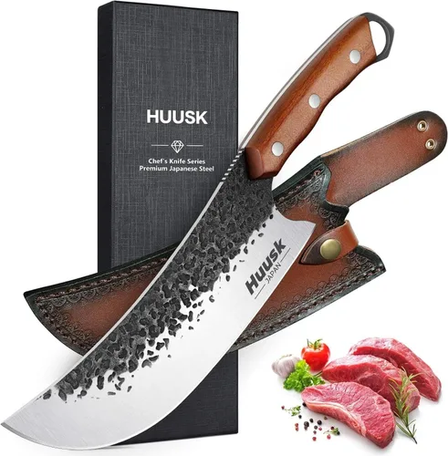 Miniatura 9 de Juego de cuchillos Huusk, juego de cuchillos de chef serbios con bolsa, juego de cuchillos de cocina japoneses, juego de cuchillos forjados a mano