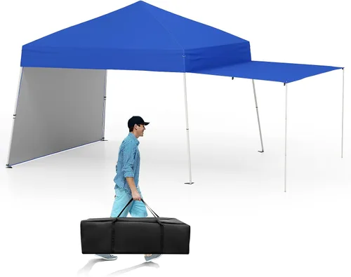 Miniatura 13 de Tangkula Toldo desplegable de 10 x 9.2 pies con paredes laterales, tienda de campaña para exteriores UPF50+ con 8 estacas, 4 cuerdas de viento