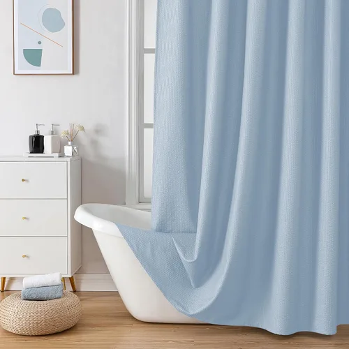 Miniatura 39 de OVZME Berry - Cortina de ducha extralarga verde de 96 pulgadas, cortina de baño de tela con textura en relieve 3D, cortina de baño grande para Verde