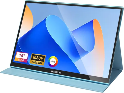 GEEKOM Monitor portátil (2026), monitor portátil FHD de 16 pulgadas 1200P FHD USB C HDMI pantalla de computadora HDR cuidado ocular pantalla externa
