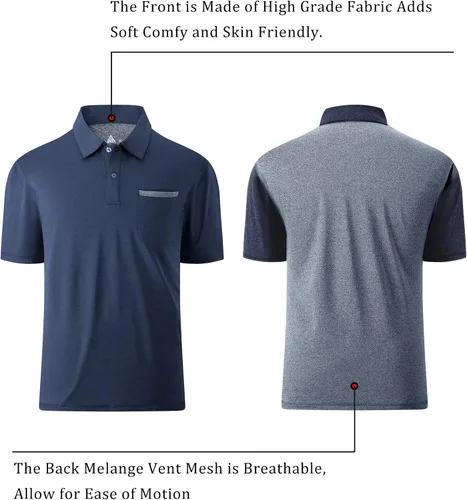 Miniatura 57 de V VALANCH Polo de golf de manga corta para hombre, estilo casual, con cuello que absorbe la humedad